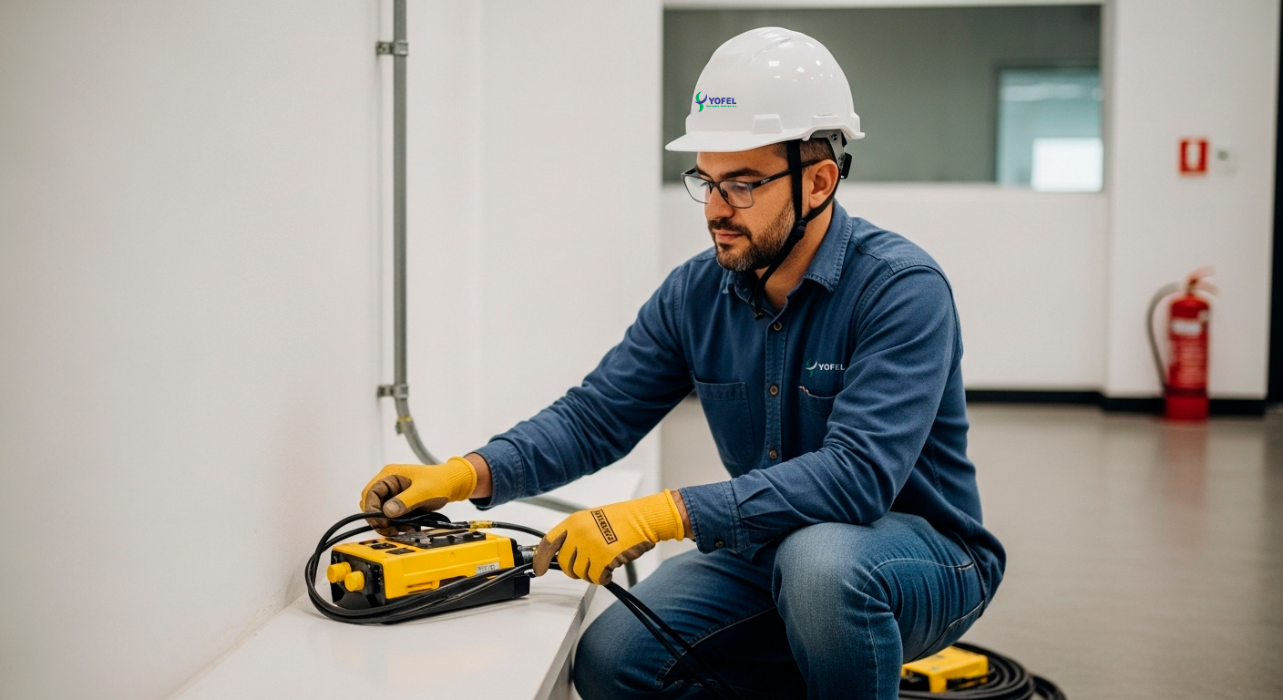 Técnico de yofel soluções ambientas usando geofone para localizar vazamento oculto em tubulação residencial de São Paulo e Grande ABC.